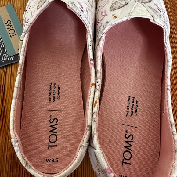 NWT TOMS Women's Size 8.5 White Happy Hedgehogs Alpargata Slip-On Shoes - Picture 3 of 11